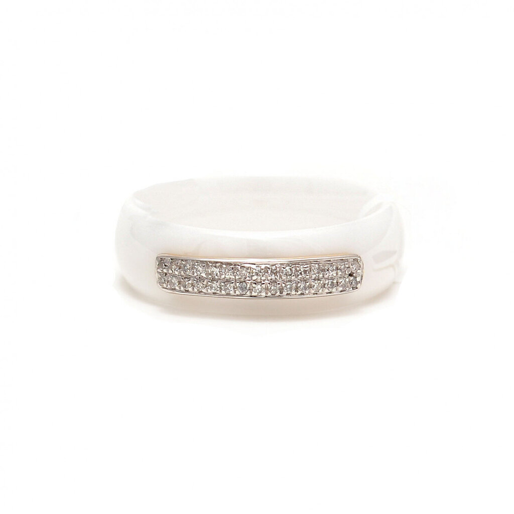 Baltā keramikas gredzens ar briljantiem ZGFY00653R5YD cena un informācija | Gredzeni | 220.lv