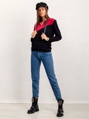 Divu krāsu sarkanbrūns un melns džemperis ar kapuci. cena un informācija | Jakas sievietēm | 220.lv