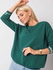 Tumši zaļš sporta krekls ar uzrakstiem uz aprocēm. cena un informācija | Jakas sievietēm | 220.lv
