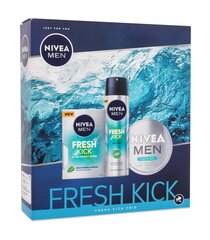Komplekts Nivea Men Fresh Kick: losjons pēc skūšanās, 100 ml + dezodorants, 150 ml + sejas krēms-gels, 150 ml cena un informācija | Skūšanās piederumi, kosmētika | 220.lv