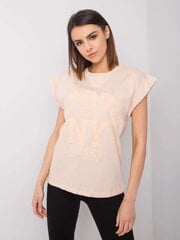 RUE PARIS t-krekls ar apdruku, persiku krāsā cena un informācija | T-krekli sievietēm | 220.lv