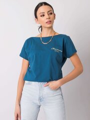 RUE PARIS t-krekls ar izgriezumu mugurpusē, jūras zils cena un informācija | T-krekli sievietēm | 220.lv