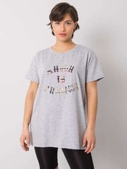 Sieviešu t-krekls ar uzrakstu, pelēks цена и информация | Женские футболки | 220.lv