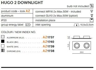 Azzardo встраиваемый светильник AZ1740 Hugo 2 цена и информация | Монтируемые светильники, светодиодные панели | 220.lv