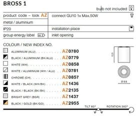 Azzardo griestu lampa Bross 1 Chrome cena un informācija | Griestu lampas | 220.lv