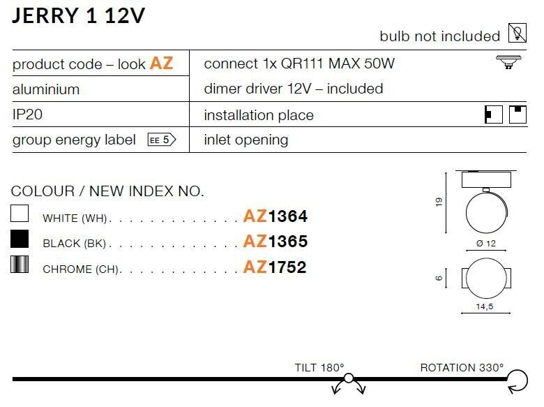 Azzardo griestu lampa AZ1752 Jerry 1 cena un informācija | Griestu lampas | 220.lv