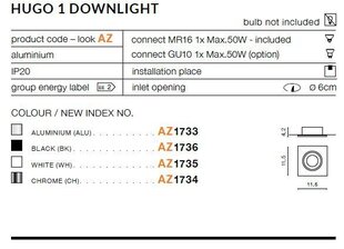 Azzardo встраиваемый светильник AZ1736 Hugo 1 цена и информация | Монтируемые светильники, светодиодные панели | 220.lv