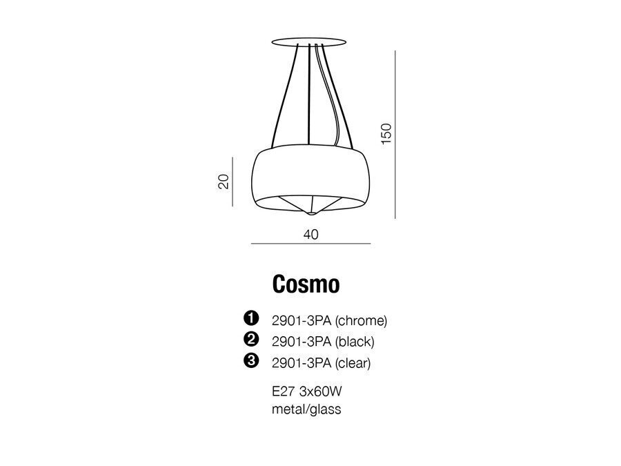 Azzardo piekaramā gaisma Cosmo M Chrome cena un informācija | Lustras | 220.lv