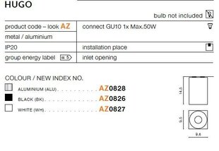 Azzardo потолочный светильник Hugo 1 Silver цена и информация | Потолочные светильники | 220.lv