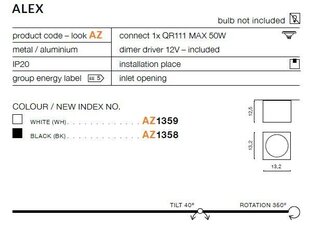 Azzardo светильник Alex AZ1358 цена и информация | Потолочные светильники | 220.lv