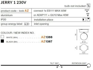 Azzardo светильник Jerry 1 AZ1366 цена и информация | Потолочные светильники | 220.lv
