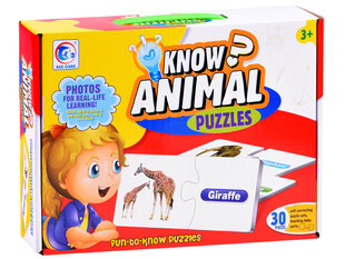 Игра-головоломка на опознание животных (на английском языке) 30 д. цена и информация | Пазлы | 220.lv