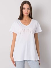 Balts T-krekls ar V veida izgriezumu. cena un informācija | T-krekli sievietēm | 220.lv