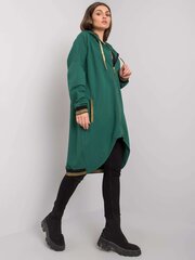 Tumši zaļš kokvilnas džemperis ar kapuci. cena un informācija | Sieviešu džemperi | 220.lv