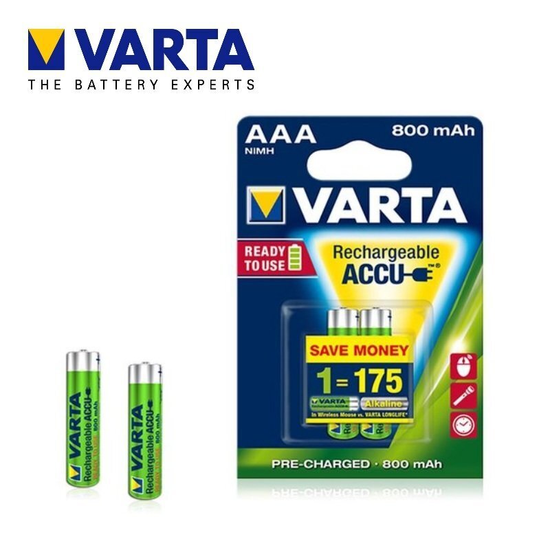 Varta AAA LR03 800mAh Ni-Mh Rechargeable Battereries (akumulatori) 56703 (2pcs) cena un informācija | Akumulatori fotokamerām | 220.lv