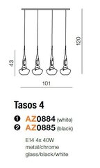 Azzardo подвесной светильник Tasos 4 White цена и информация | Настенный/подвесной светильник Eye Spot 11 BL, чёрный | 220.lv