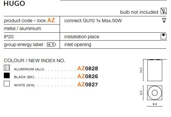 Azzardo griestu lampa Hugo 1 White cena un informācija | Griestu lampas | 220.lv