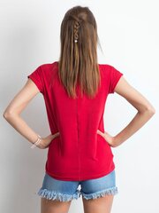 Kokvilnas t-krekls ar bordo krāsas kakla izgriezumu. cena un informācija | Blūzes, sieviešu krekli | 220.lv