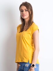 Kokvilnas t-krekls ar kakla izgriezumu gaiši oranžā krāsā. cena un informācija | Blūzes, sieviešu krekli | 220.lv