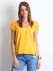 Kokvilnas t-krekls ar kakla izgriezumu gaiši oranžā krāsā. cena un informācija | Blūzes, sieviešu krekli | 220.lv