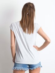 Kokvilnas t-krekls ar kakla izgriezumu gaiši pelēkā krāsā. cena un informācija | Blūzes, sieviešu krekli | 220.lv
