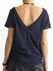 T-krekls ar izgriezumu aizmugurē tumši zilā krāsā. cena un informācija | Blūzes, sieviešu krekli | 220.lv