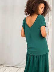 T-krekls ar izgriezumu aizmugurē tumši zaļš. cena un informācija | Blūzes, sieviešu krekli | 220.lv
