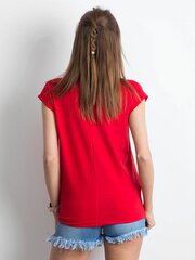 Kokvilnas sarkans krekls ar kakla izgriezumu. cena un informācija | Blūzes, sieviešu krekli | 220.lv