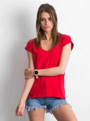 Kokvilnas sarkans krekls ar kakla izgriezumu. cena un informācija | Blūzes, sieviešu krekli | 220.lv