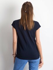 Kokvilnas tumši zils t-krekls ar kakla izgriezumu. cena un informācija | Blūzes, sieviešu krekli | 220.lv