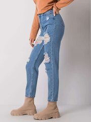 синие джинсы mom с дырками tanel rue paris цена и информация | Женские джинсы | 220.lv