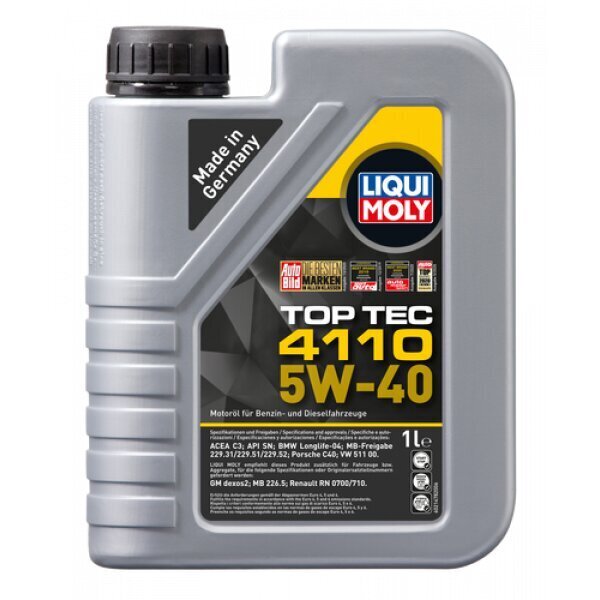 Liqui Moly TOP TEC 4110 5W-40 motoreļļa, 1L cena un informācija | Motoreļļas | 220.lv