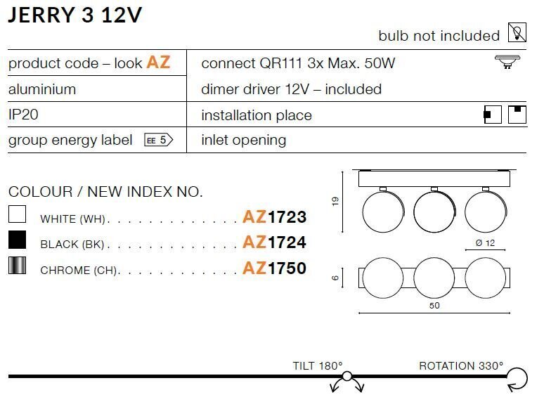 Azzardo griestu lampa AZ1750 Jerry 3 cena un informācija | Griestu lampas | 220.lv