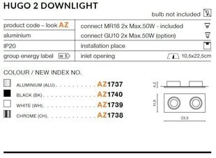 Azzardo встраиваемый светильник AZ1739 Hugo 2 цена и информация | Монтируемые светильники, светодиодные панели | 220.lv