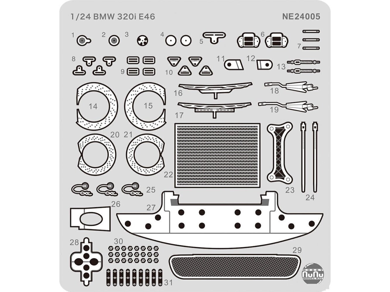 NuNu - BMW 320i E46 DTCC 2001 Winner Modeļa papildinājumu komplekts, 1/24, E24005 cena un informācija | Konstruktori | 220.lv