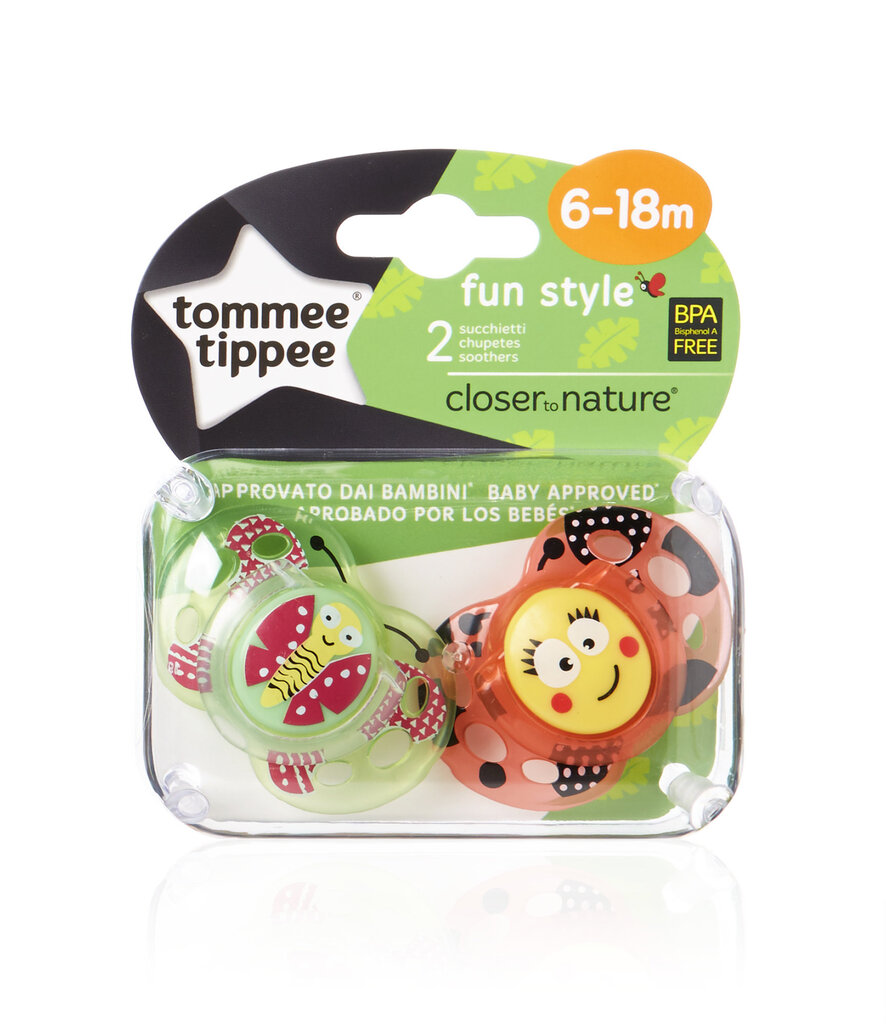 Silikona knupis, TOMMEE TIPPEE Fun Style 6-18m 2gab цена и информация | Knupīši | 220.lv