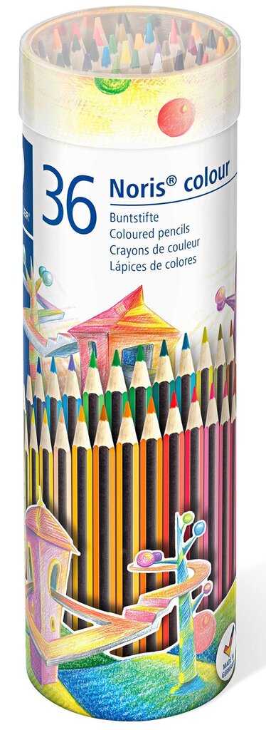 Krāsaini zīmuļi STAEDTLER Noris colour 185, apaļā metāla kastītē, 36 krāsas cena un informācija | Modelēšanas un zīmēšanas piederumi | 220.lv