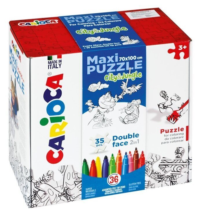 Krāsojamā puzle CARIOCA Maxi Puzzle "Pilsēta un džungļi", 70x100cm цена и информация | Attīstošās rotaļlietas | 220.lv