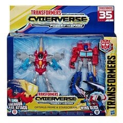 Hasbro Transformers Cyberverse - Optimus Prime + Starscream (15-16 cm), E5557 цена и информация | Конструктор автомобилей игрушки для мальчиков | 220.lv