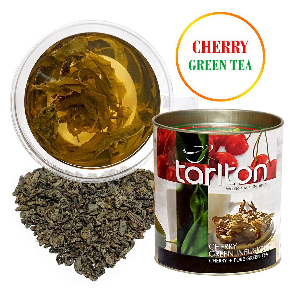 Ķiršu zaļā beramā lielo lapu tēja, TARLTON Cherry Green tea, 100 g cena un informācija | Tēja | 220.lv