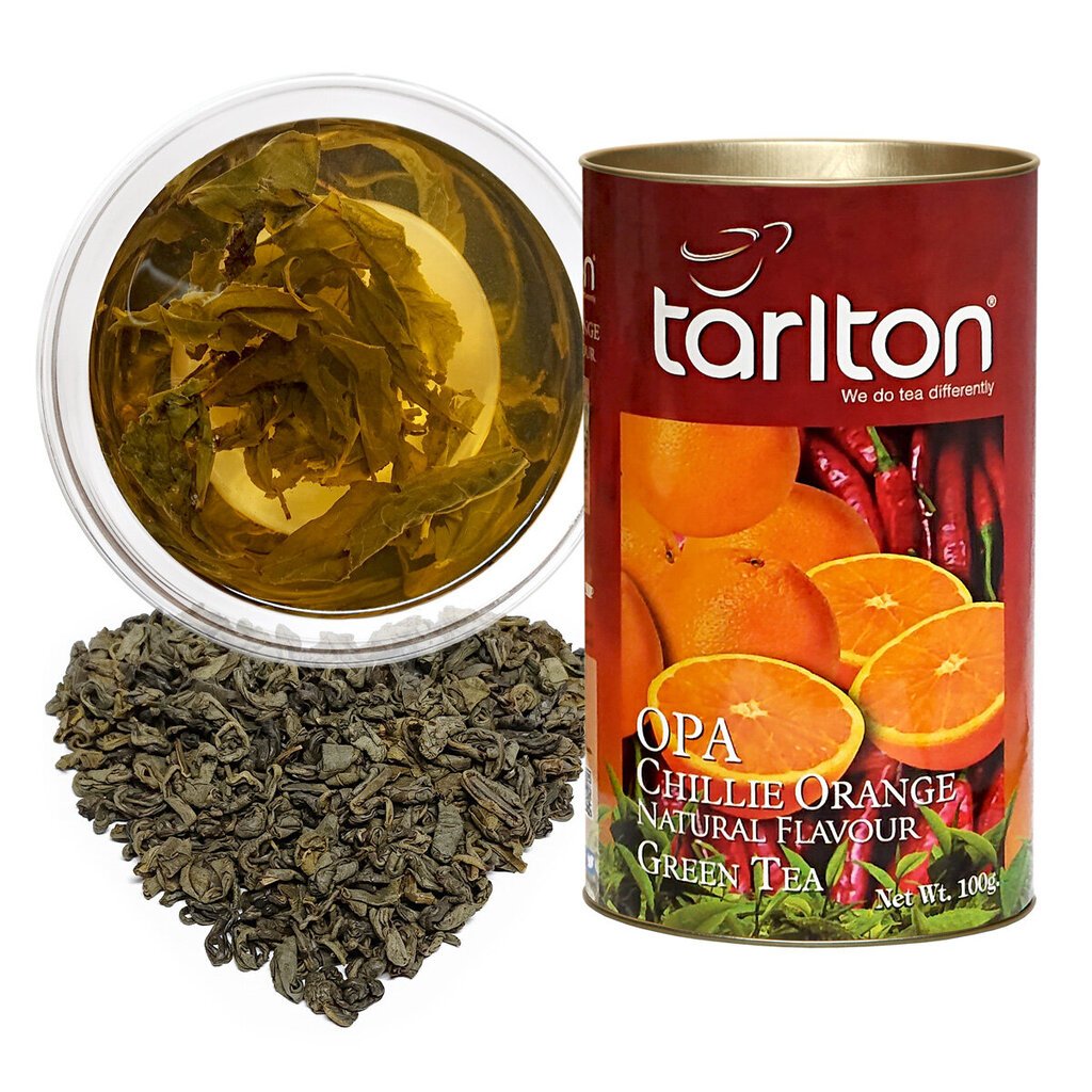 Zaļā beramā lielo lapu tēja OPA TARLTON, Chilli & Orange Green tea OPA - Čilli & Apelsīnu, 100g цена и информация | Tēja | 220.lv