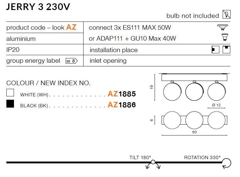 Azzardo griestu lampa AZ1886 Jerry 3 цена и информация | Griestu lampas | 220.lv