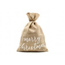 Džutas maiss Priecīgus Ziemassvētkus, balts, 30x42cm cena un informācija | Dāvanu saiņošanas materiāli | 220.lv