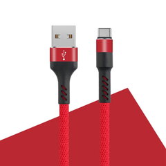 Maxlife MXUC-01 vads USB - USB-C 1,0 m 2A red nylon cena un informācija | Savienotājkabeļi | 220.lv