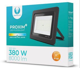 Forever PROXIM II Комнатный & Уличный IP66 LED PIR Прожектор 100W 8000 люменов холодно белый 4500K Черный цена и информация | Уличное освещение | 220.lv