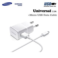 Зарядное устройство Samsung ETA-U90EWE Universal USB Plug 2A Charger + ECB-DU4EWE Micro USB Cable White (OEM) цена и информация | Зарядные устройства для телефонов | 220.lv