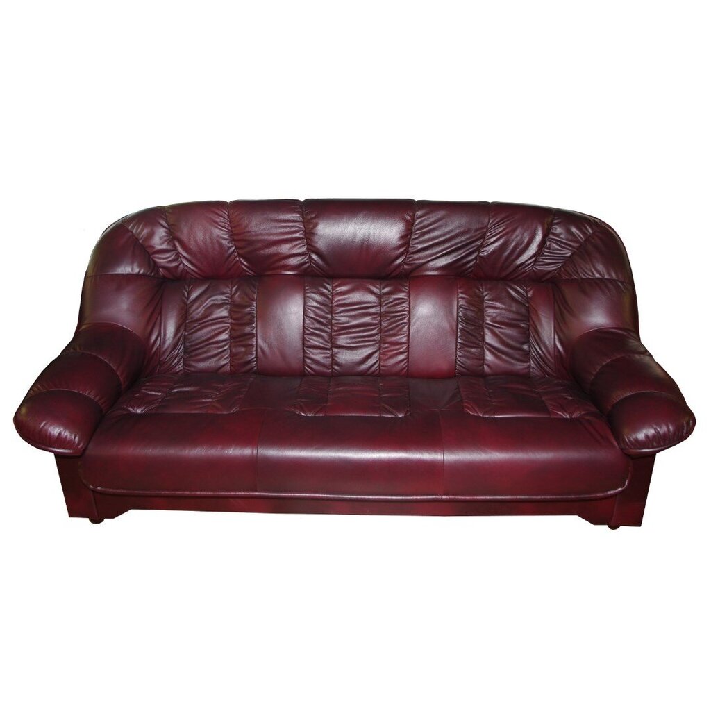 Dīvāns Aleksandra, 3 vietīgs, pārklāts ar ādu, Diivanvoodi Aleksandra, 3-kohaline, kaetud nahaga - antiik punane 1589, jalad - mahagon cena un informācija | Dīvāni | 220.lv