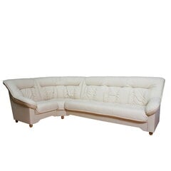 Stūra dīvāns 3n1, ar stūri kreisajā pusē, pārklāts ar ādu, Nurgadiivan Spencer 3n1, vasak nurk, kaetud nahaga - valge 5007, jalad - pöök cena un informācija | Stūra dīvāni | 220.lv