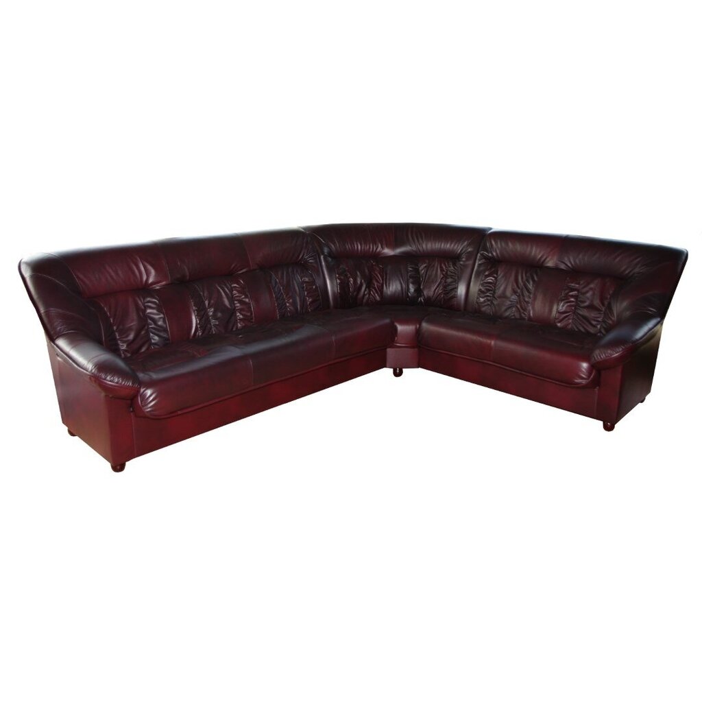 Stūra dīvāns Spencer 3n2, ar stūri kreisajā pusē, pārklāts ar ādu, Nurgadiivan Spencer 3n2, vasak nurk, kaetud nahaga - antiikne punane 1589, jalad - mahagon cena un informācija | Stūra dīvāni | 220.lv