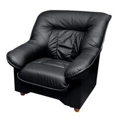 Atzveltnes krēsls Spencer, pārklāts ar ādu, Tugitool Spencer, kaetud nahaga, must 0100, jalad pöök cena un informācija | Atpūtas krēsli | 220.lv
